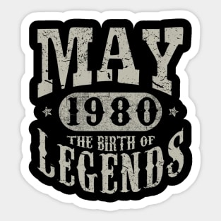 39 Years 39th Birthday May 1980 Birth of Legend Sticker